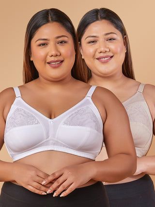 Lace Design High Coverage Bra | M 3308 Pack of 2
