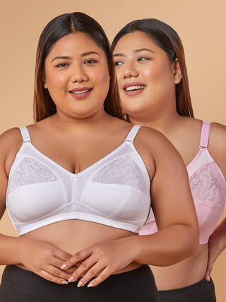 Lace Design High Coverage Bra | M 3308 Pack of 2