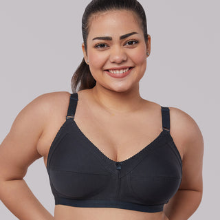Cotton Non-Padded Non-Wired Everyday Minimizer Bra Black