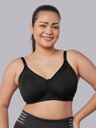 M Frame Padded Minimizer Bra Black front view