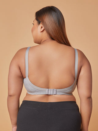 Lace Paneling M Frame Bra M. Grey back view