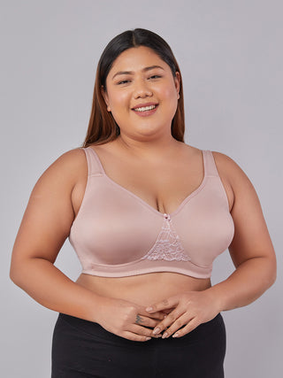 Lace Detailing T-Shirt Bra M. Fawn front view