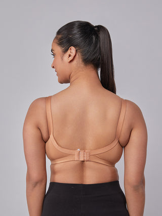 Lace Paneling M Frame Bra Camel Color back view