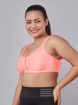 Front Open Full Coverage Bra peach left view
