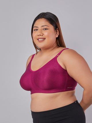 High Support Seamless Bra burgundy left view