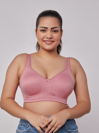 Lace Detailing T-Shirt Bra Onion Color front view