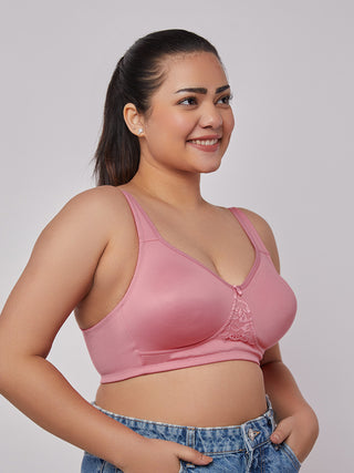 Lace Detailing T-Shirt Bra Onion Color right view