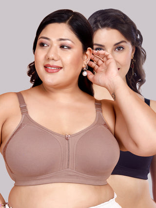 Side Lace Panel M Frame Non Padded Bra | M 4414 Pack of 2