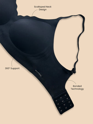 Seamless Comfort Invisible Fit Padded Bonded Bra with Scalloped Neckline Design | M 9903