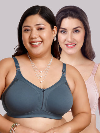 M Frame Plus Size Bra with Delicate Lace | M 4414 Pack of 2
