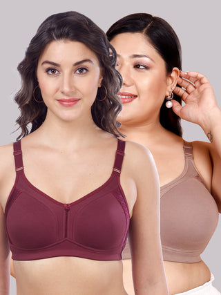 M Frame Plus Size Bra with Delicate Lace | M 4414 Pack of 2