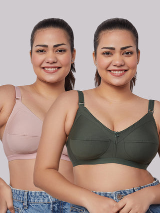 Non Padded Everyday Bra | M 307 Pack of 2 | M.FAWN OLIVE