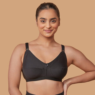 Cotton Non-Padded Non-Wired Everyday Minimizer Bra Black