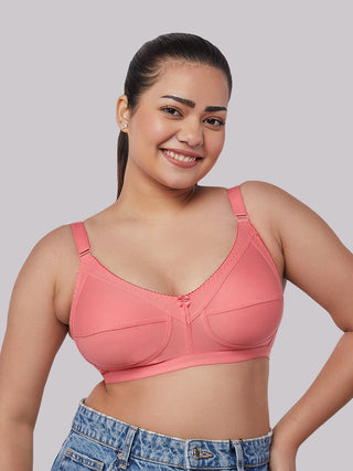 Cotton Non-Padded Non-Wired Everyday Minimizer Bra Pink