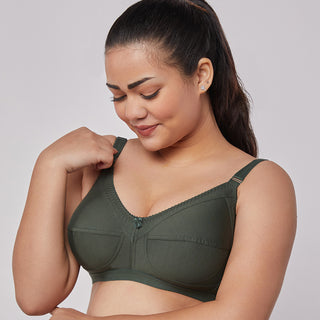 Cotton Non-Padded Non-Wired Everyday Minimizer Bra Green