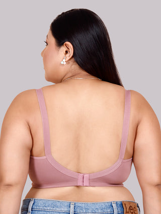 M Frame Plus Size Bra with Delicate Lace | M 4414 Pack of 2 | FAWN WOOD ROSE