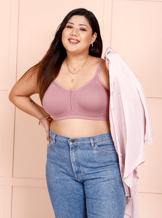 M Frame Plus Size Bra with Delicate Lace | M 4414 Pack of 2 | WOOD ROSE GOBLIN BLUE