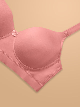 Soft Padded Cups Full Coverage T-Shirt Bra | M 5505 | L.Grey P.Rose