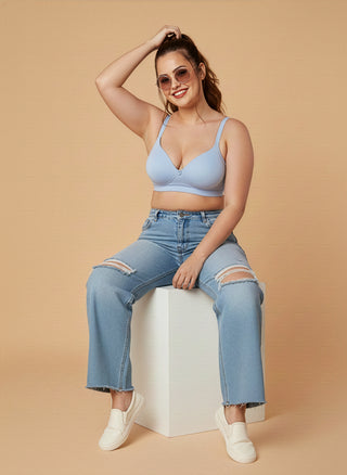 Soft Padded Cups Full Coverage T-Shirt Bra | M 5505 | L.Nude S.Blue