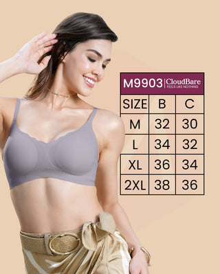 Seamless Comfort Invisible Fit Padded Bonded Bra with Scalloped Neckline Design | M 9903