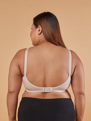 Lace Paneling M Frame Bra Back view Nude