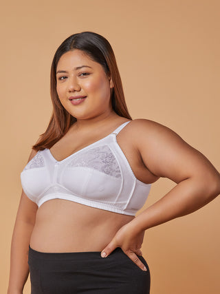 Lace Paneling M Frame Bra Left view White
