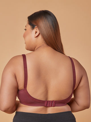 Lace Paneling M Frame Bra Back view Wine