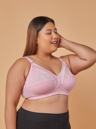 Lace Paneling M Frame Bra Right View Pink