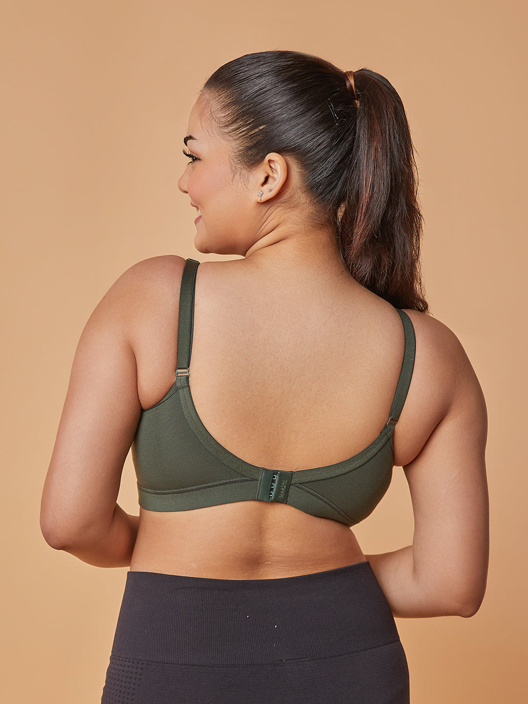 maashie M4408 Cotton Non-Padded Non-Wired Everyday Bra, Olive 32C