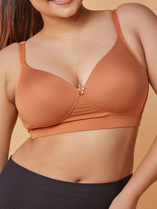 Almond Soft Padded Cups Full Coverage T-Shirt Bra Front View