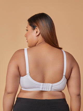 Lace Paneling M Frame Bra Back view White