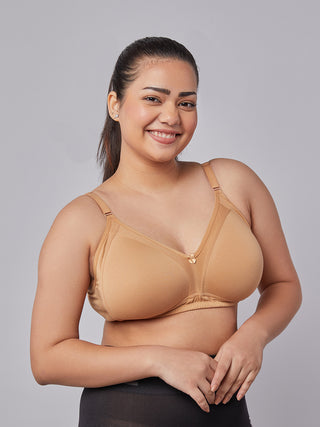 M Frame Padded Minimizer Bra Front view Camel