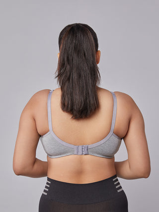 M Frame Padded Minimizer Bra Back view M Grey