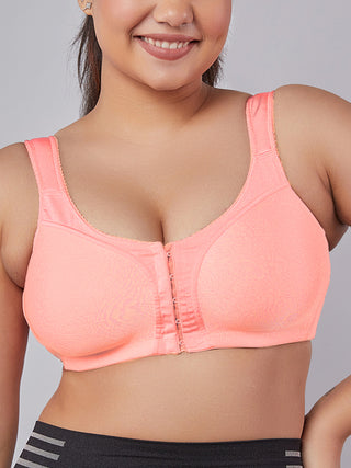 Front Open Full Coverage Bra peach close view