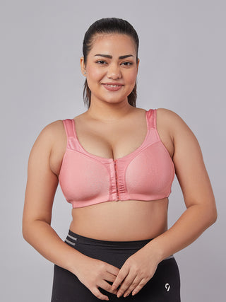 Front Open Full Coverage Bra D. pink front view