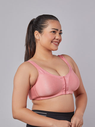 Front Open Full Coverage Bra baby D. pink right view