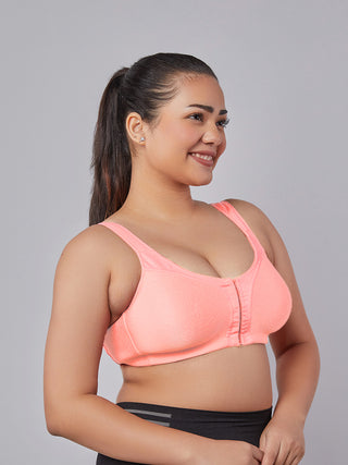 Front Open Full Coverage Bra peach right view