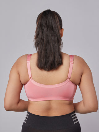 Front Open Full Coverage Bra baby D. pink back view
