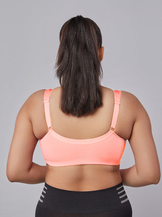 Front Open Full Coverage Bra peach back view