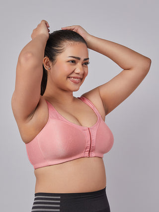 Front Open Full Coverage Bra baby D. pink right view