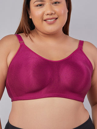 High Support Seamless Bra burgundy close view