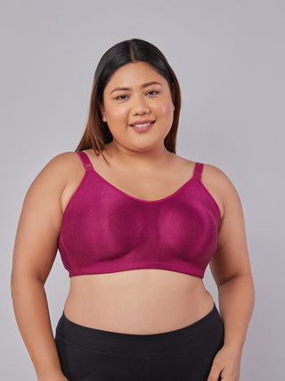 High Support Seamless Bra burgundy front view