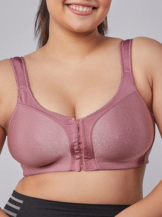 Front Open Full Coverage Bra onion color close view