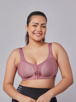 Front Open Full Coverage Bra onion color front view