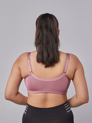 Front Open Full Coverage Bra onion color back view