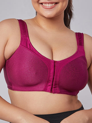 Front Open Full Coverage Bra Burgandy close view