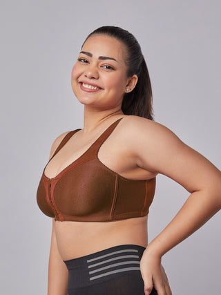 Front Open Full Coverage Bra brown left view