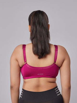 Front Open Full Coverage Bra Burgandy back view