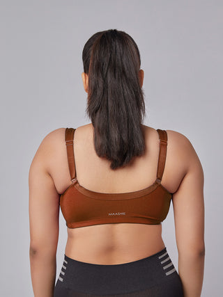 Front Open Full Coverage Bra brown back view