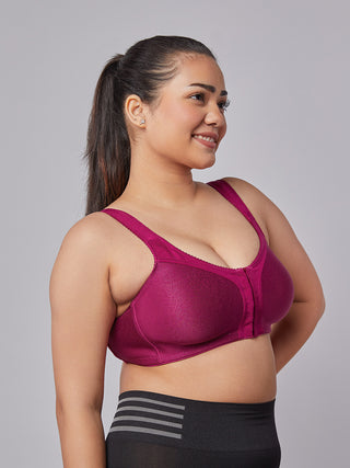 Front Open Full Coverage Bra Burgandy right view